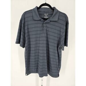 Cool 18 Mens Gray Short Sleeve Stripped Pullover Golf Polo Shirt Size M